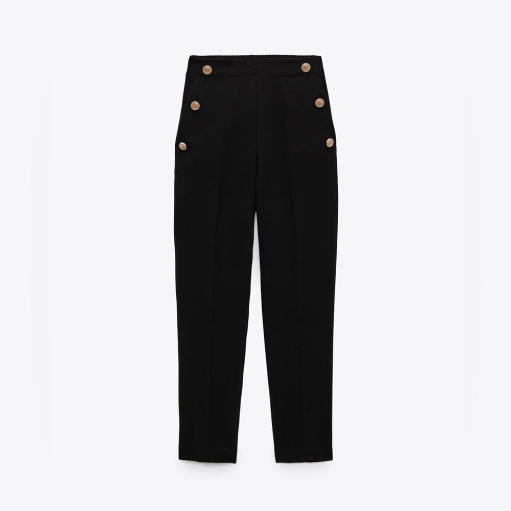 Zara straight leg pants with metallic buttons